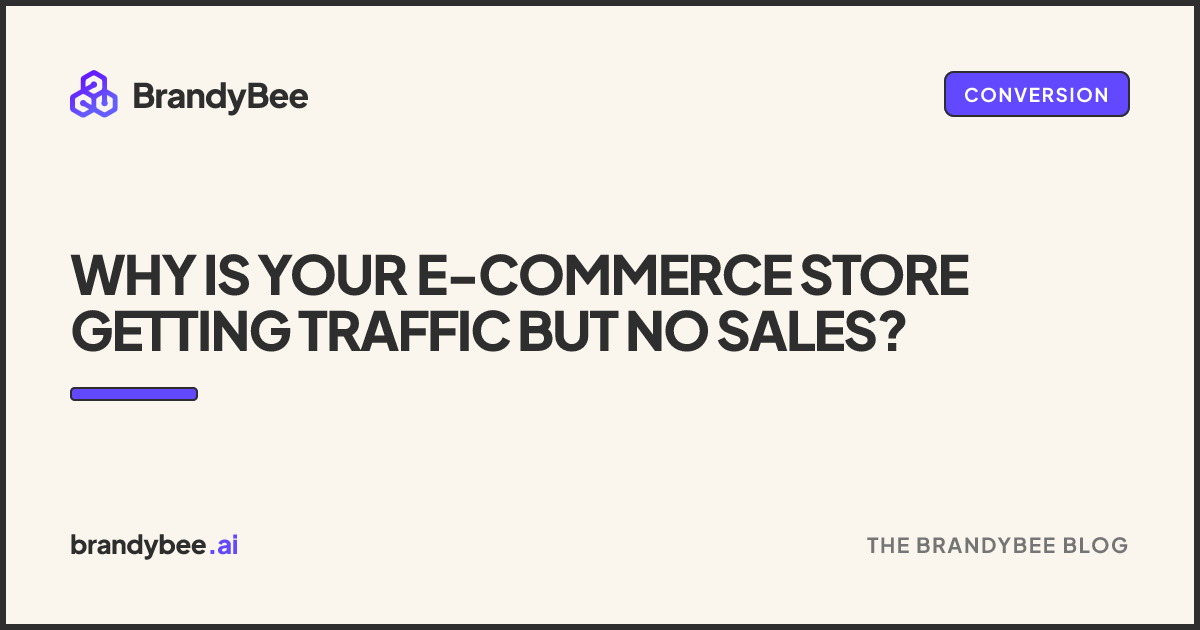 Why Is Your E-Commerce Store Getting Traffic But No Sales?. A BrandyBee card.