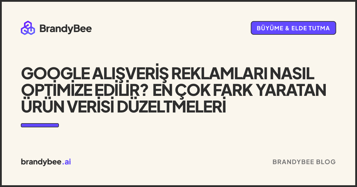 Google Alışveriş Reklamları Nasıl Optimize Edilir? En Çok Fark Yaratan Ürün Verisi Düzeltmeleri. BrandyBee kartı.