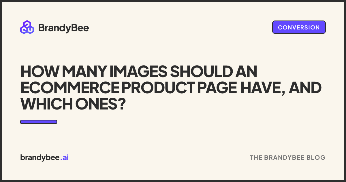 How Many Images Should an Ecommerce Product Page Have, and Which Ones?. A BrandyBee card.