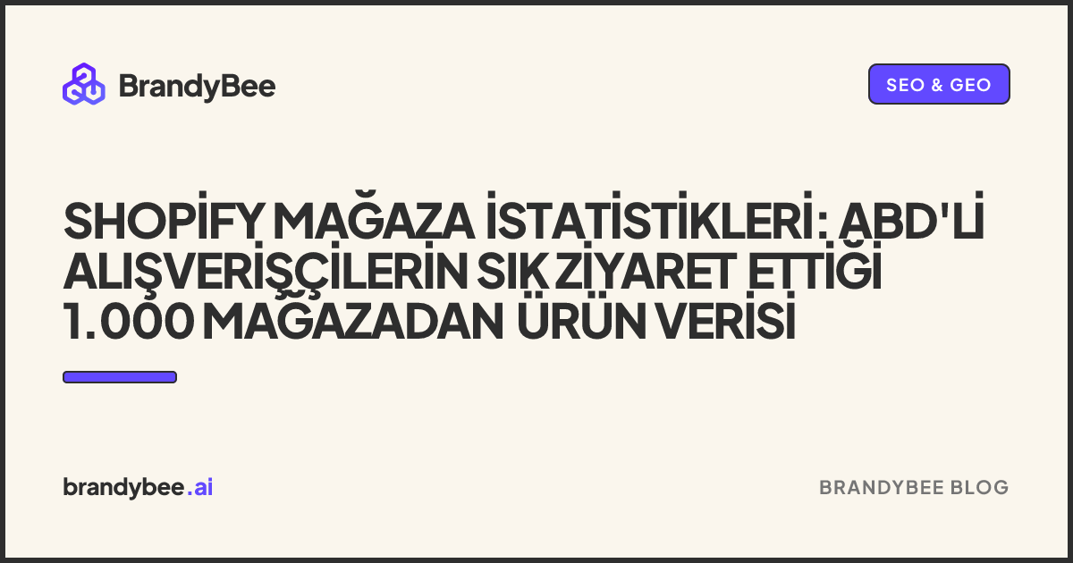 Shopify Mağaza İstatistikleri: ABD'li Alışverişçilerin Sık Ziyaret Ettiği 1.000 Mağazadan Ürün Verisi. BrandyBee kartı.