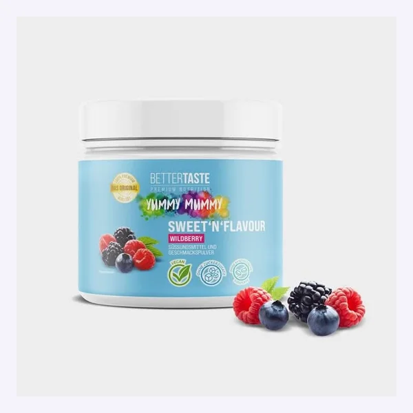 Static Meta ad: a supplement tub with berries