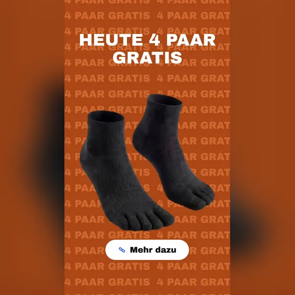 Anuncio de vídeo de Meta: «Cuatro pares gratis hoy» sobre un calcetín