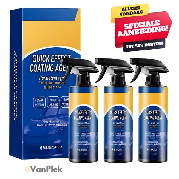 Anuncio estático de Meta: una etiqueta de oferta especial de un día sobre un espray para coche