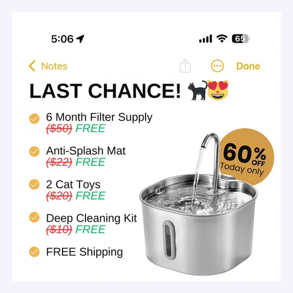 Static Meta ad: a last chance list with a 60% badge