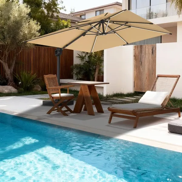 Anuncio estático de Meta: una sombrilla sobre una terraza con piscina