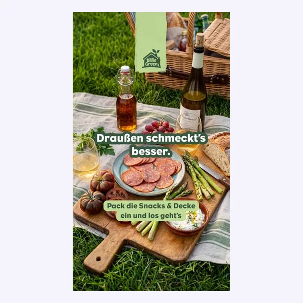 Static Meta ad: a picnic spread with a product