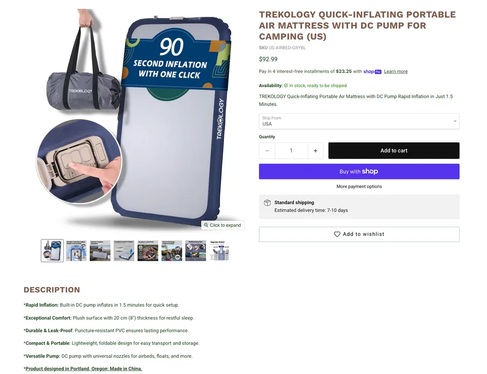Trekology Ürün Sayfası Analizi