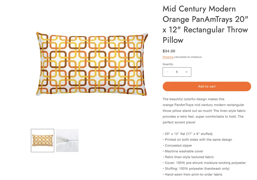 Midcentury Style Shop Product Page Analysis
