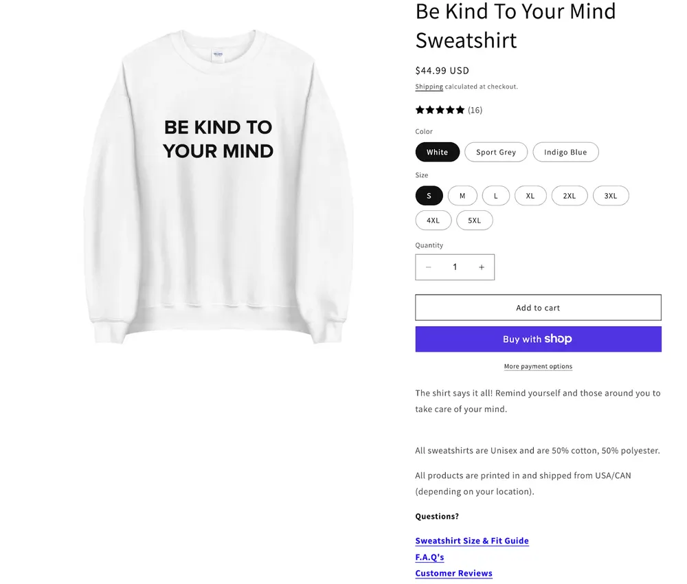 Own Your Stigma Product Page Analysis