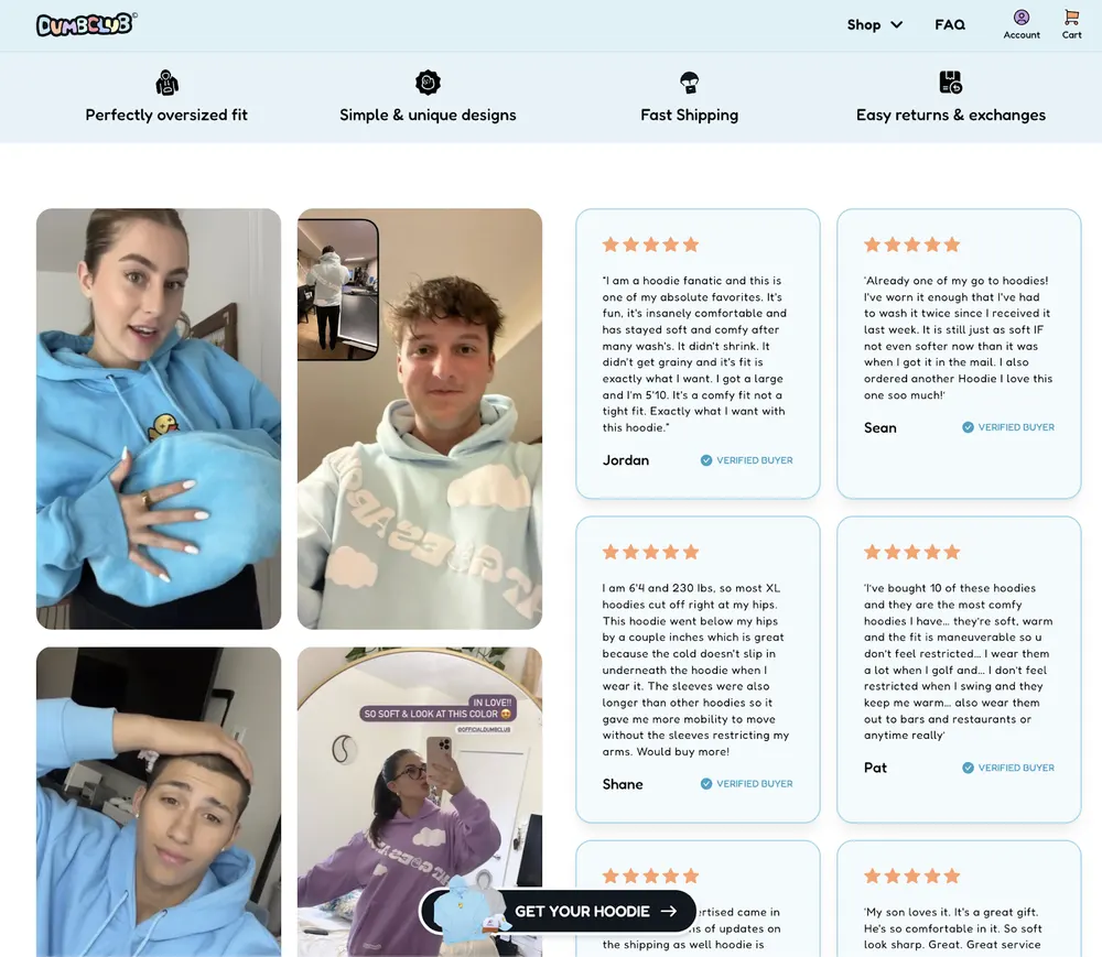 Dumbclub Product Page Analysis