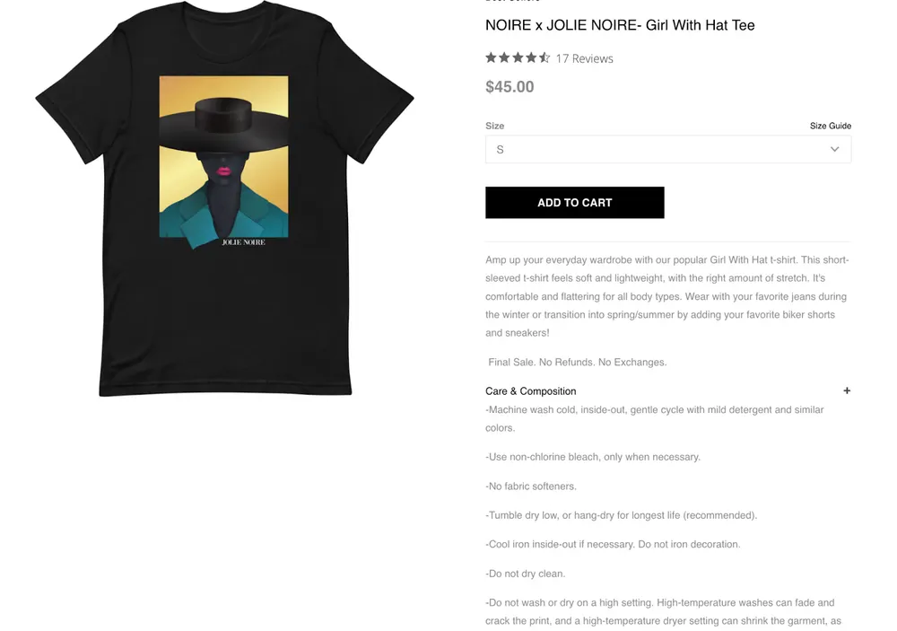 Jolie Noire Product Page Analysis
