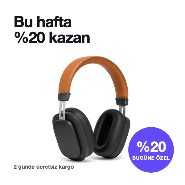 Kulaklık için Bu hafta %20 kazan başlıklı indirim banner'ı varyantı