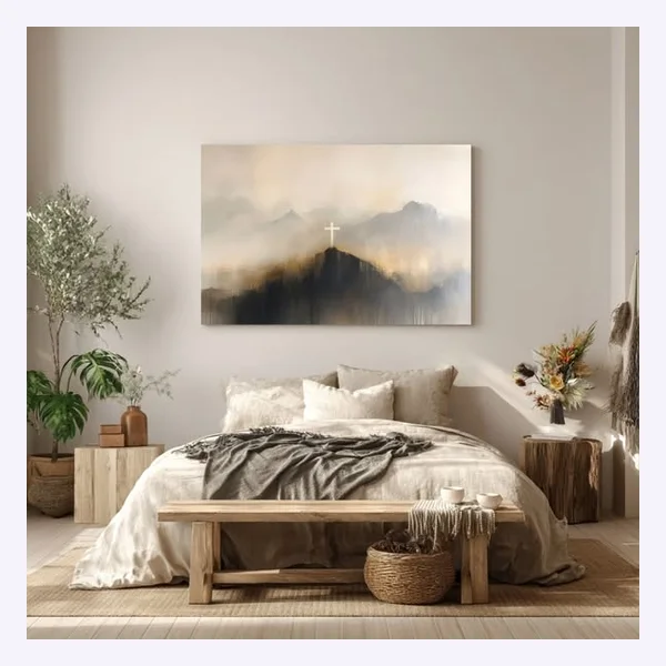 Static Meta ad: wall art in a styled bedroom