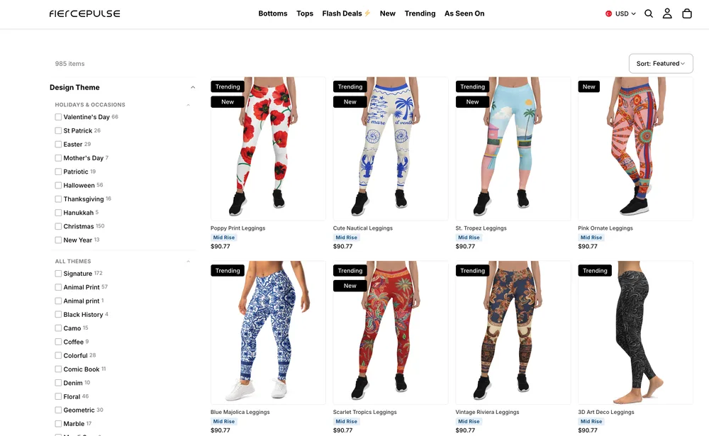 FIERCEPULSE bold-print leggings collection page