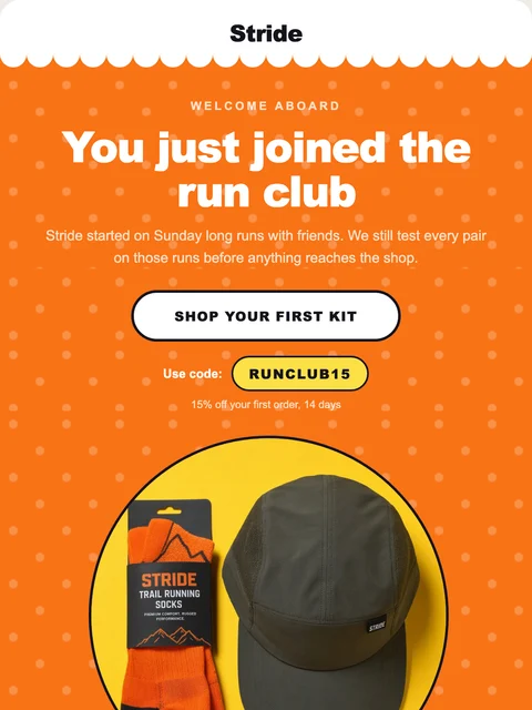 Parte superior del diseño Bubbly para el email de Stride