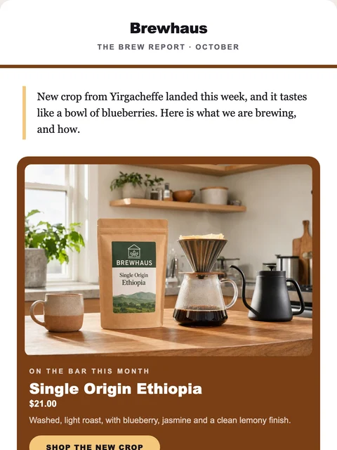 Parte superior del diseño Digest para el email de Brewhaus