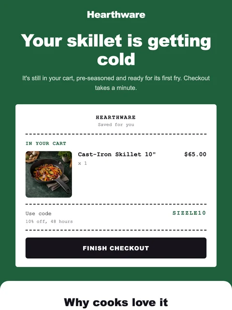Parte superior del diseño Receipt para el email de Hearthware