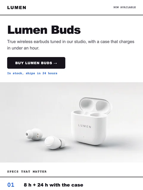 Parte superior del diseño Spec para el email de Lumen