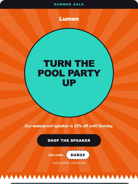 Parte superior del diseño Sunburst para el email de Lumen