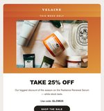 The Aura email design, a bold colour-block promotion
