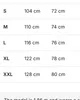 The Basic design's size table with chest and length measurements from S to XXL
