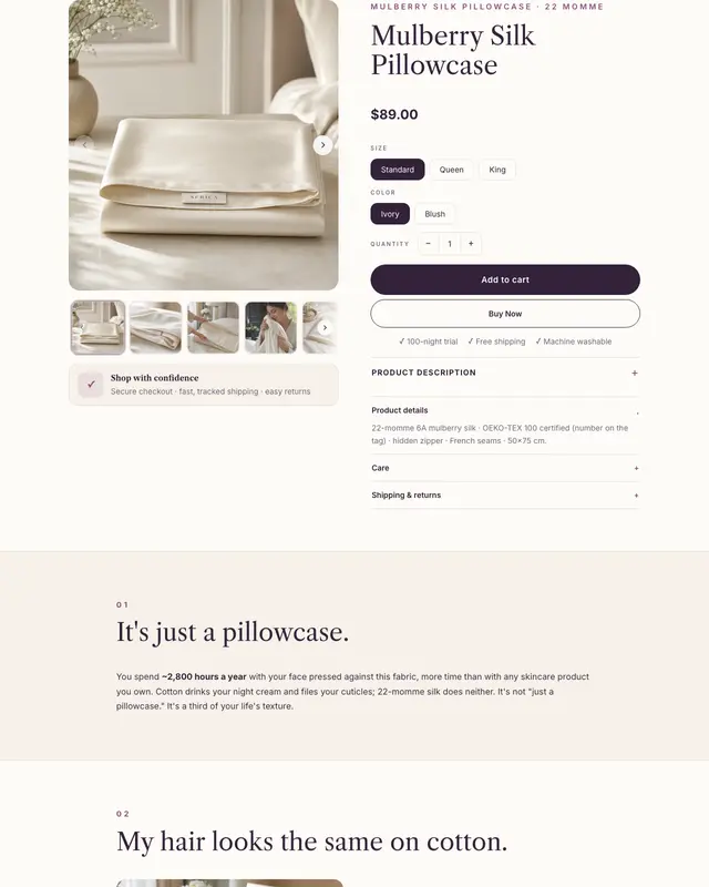 Top of the Story design for a mulberry silk pillowcase