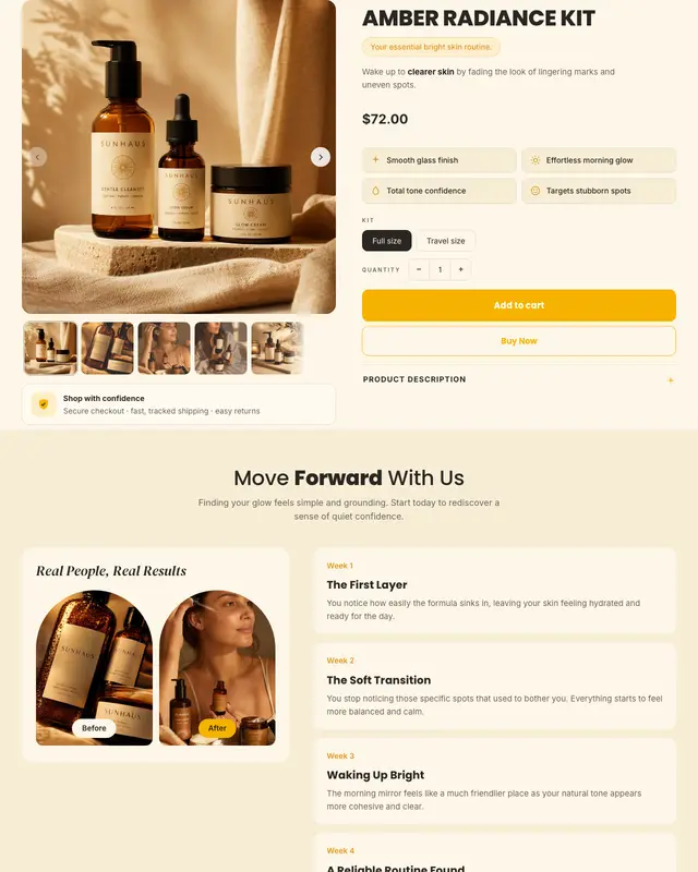 Top of the Amber design for a skincare kit