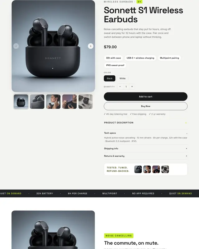 Top of the Kinetic design for wireless earbuds