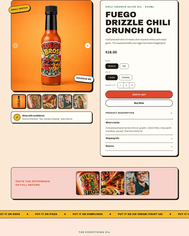 Top of the Pop design for a chili crunch oil